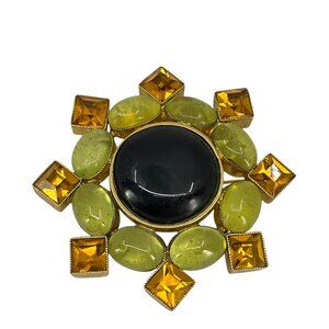 Chanel Vintage Gripoix Crystal Pendant Brooch